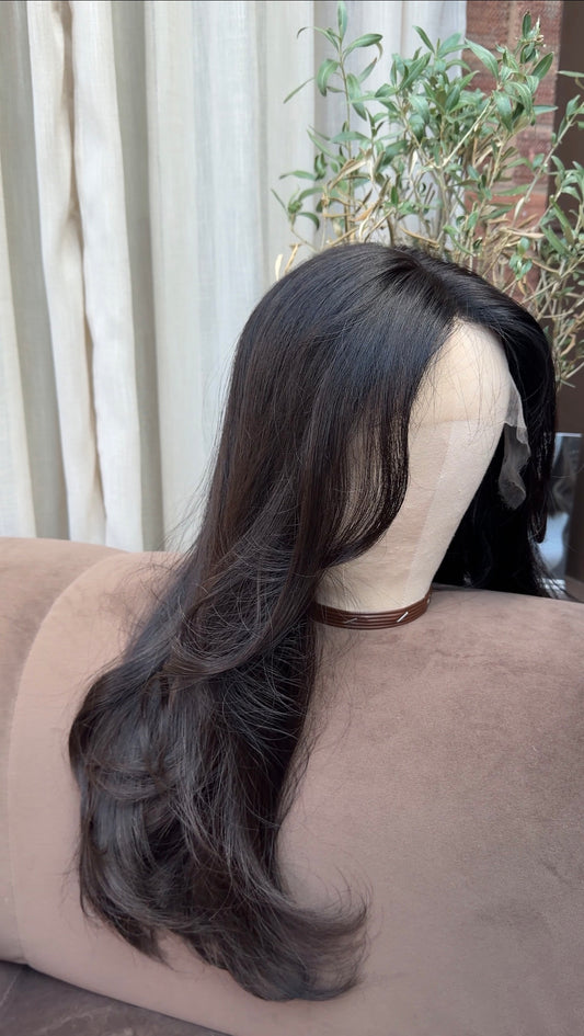 Jet-Black Glueless Human Hair Wig UK| (Lace Top)