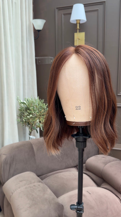 Amber- Copper Brunette Glueless Human Hair Wig