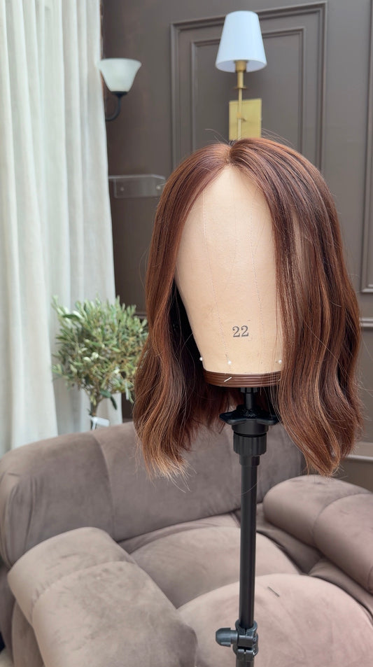Amber- Copper Brunette Glueless Human Hair Wig