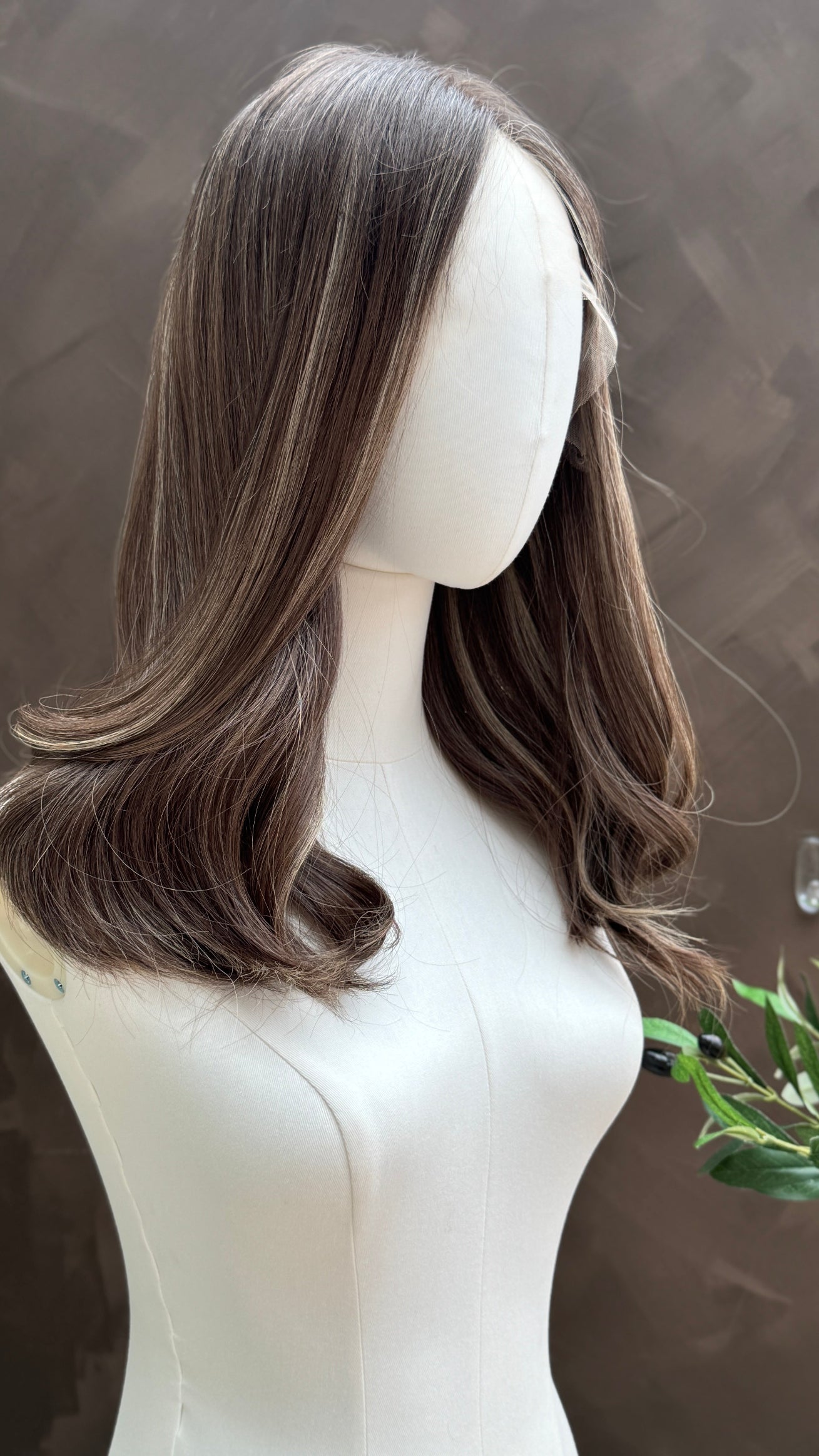 Smoky Quartz – Highlighted Brunette Glueless Human Hair Wig (Lace Top)