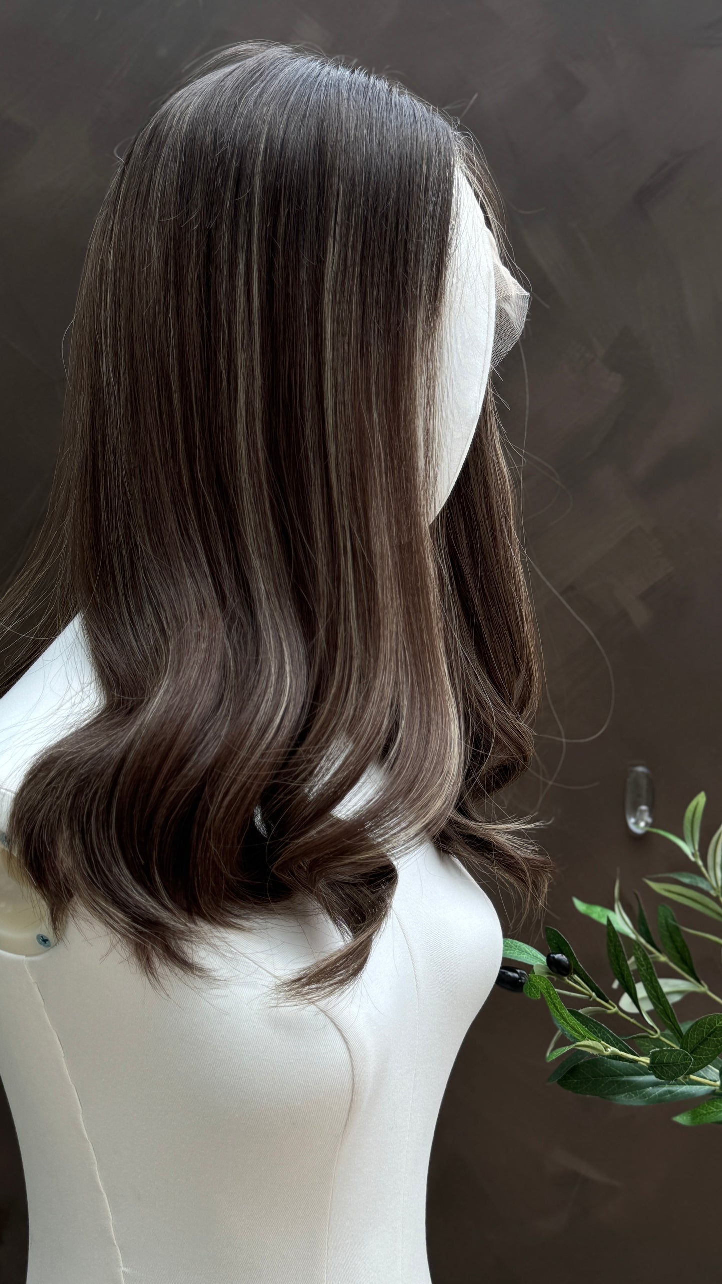 Smoky Quartz – Highlighted Brunette Glueless Human Hair Wig (Lace Top)