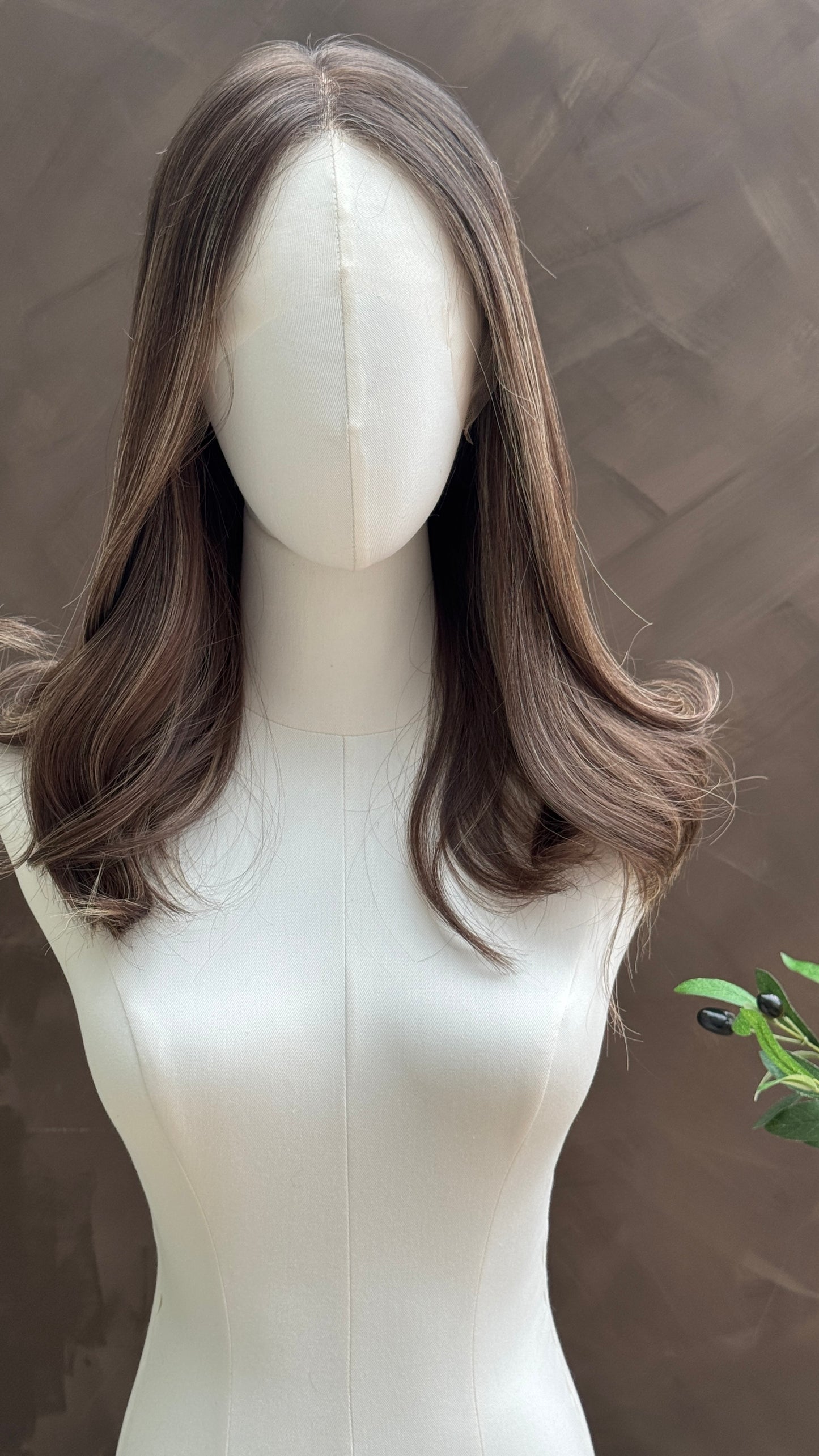 Smoky Quartz – Highlighted Brunette Glueless Human Hair Wig (Lace Top)