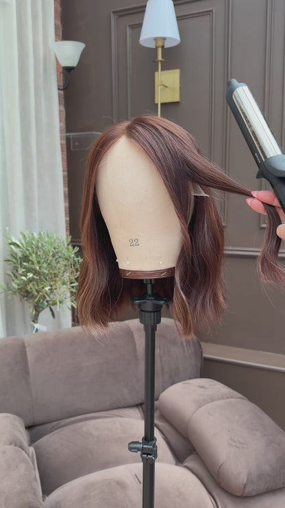 Amber- Copper Brunette Glueless Human Hair Wig